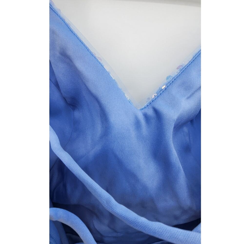 New NWT Stacees Short Sequin Blue Velvet Mini Dress Size‎ 16 In Lavender - Picture 8 of 10